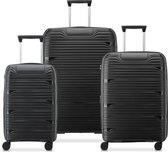 Bol.com Securitech By Delsey Paris - Kofferset Dune - 3 delig - Handbagage 48L + ruimbagage 94L en 133L - Zwart aanbieding
