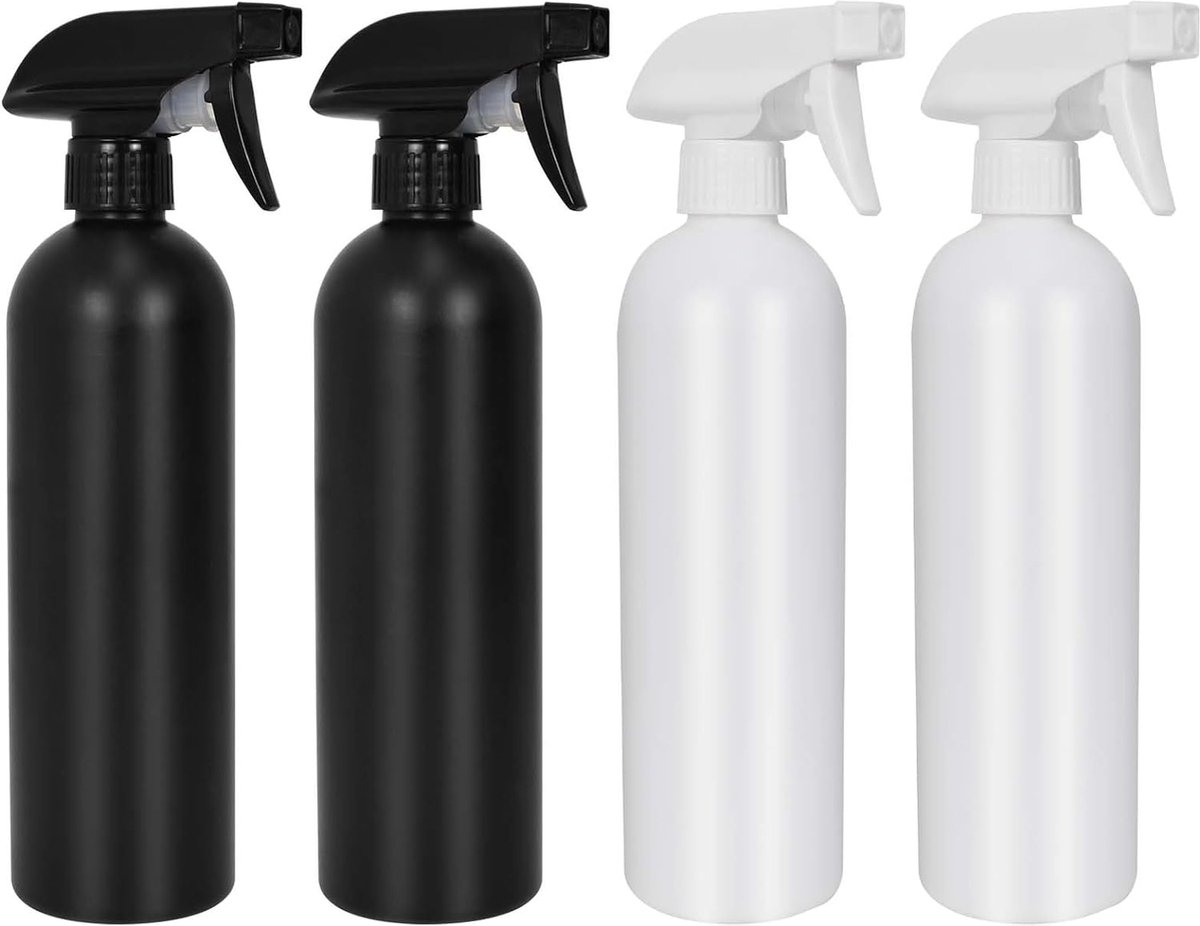 Image of 4 stuks kunststof spuitflessen 500 ml, lege spuitflessen, spuitfles, herbruikbare kunststof verstuiver, spuitflessen planten, spuitflessen voor planten, bloemen, reiniging, tuinieren, keuken