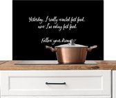 Spatscherm keuken 80x55 cm - Kookplaat achterwand Quotes - Keuken - Fastfood lover - Yesterday I really wanted fast food - Spreuken - Muurbeschermer - Spatwand fornuis - Hoogwaardig aluminium