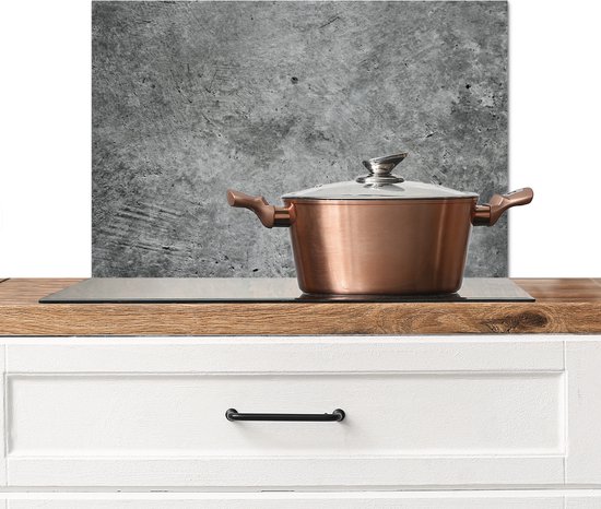 Spatscherm keuken 60x40 cm - Kookplaat achterwand Beton - Leisteen - Grijs -Betonstructuur - Muurbeschermer - Spatwand fornuis - Hoogwaardig aluminium