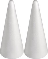 2x Hobby / DIY formes de cône en polystyrène 28 cm - Matériaux de bricolage / matériau de base