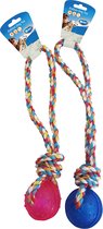 Duvoplus - Speelgoed Voor Dieren - Hond - Tpr Bal Met Koord Handvat 37cm Blauw/roze - 1st