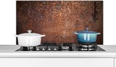 Spatscherm keuken 100x50 cm - Kookplaat achterwand Staal - Roest print - Brons - Structuur - Muurbeschermer - Spatwand fornuis - Hoogwaardig aluminium