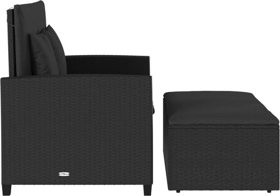 vidaXL Tuinbank 2-zits - 90x51x85cm - Poly Rattan - Zwart - Inclusief Kussens