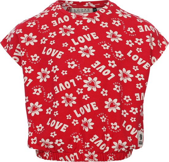 LOOXS Little 2413-7369-983 Meisjes T-Shirt - Maat 104 - rood van 95% Cotton 5% elastan