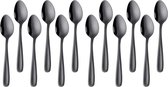 Theelepels, 12 stuks, roestvrijstalen koffielepels, 13,5 cm, kleine lepels, espressolepels, dessertlepels, mini-theelepels, metalen mokka-lepels (zwart)