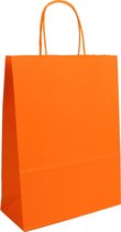Papieren tassen - Oranje | 32+13x42cm - Gedraaide grepen - 50 stuks