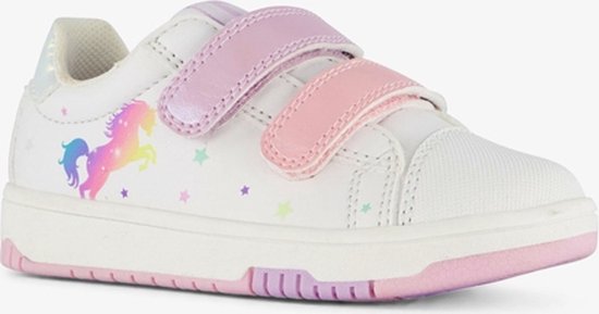Blue Box meisjes sneakers met unicorns wit roze - Maat 26 - Uitneembare zool