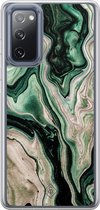 Casimoda® hoesje - Geschikt voor Samsung Galaxy S20 FE - Groen marmer / Marble - 2-in-1 case - Schokbestendig - Marble design - Verhoogde randen - Groen, Transparant