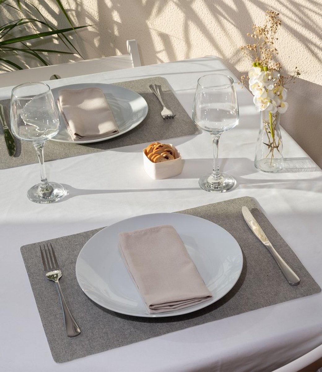 4x Tabac Placemat Grey - 30x43cm - onderlegger - tafeldecoratie - tafel dekken - Linen look