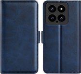 Xiaomi 14 Hoesje - MobyDefend Luxe Wallet Book Case (Sluiting Zijkant) - Blauw - GSM Hoesje - Telefoonhoesje Geschikt Voor Xiaomi 14