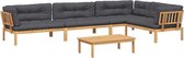 vidaXL - 5-delige - Loungeset - pallet - met - kussens - massief - acaciahout