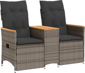 Banc de jardin 2 places réglable avec table - Grijs - Banc de jardin - Banc de détente - Banc d'extérieur - Ensemble de jardin - Chaise de relaxation - Banc de patio - Chariot de détente