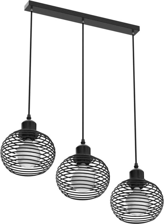 D&B Hanglamp - Vintage - In Hoogte Verstelbaar - Zwarte Plafondlamp - E27 - Perfect voor Eetkamer, Keuken, Woonkamer, Bar & Restaurant