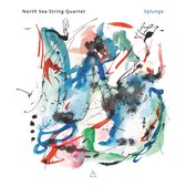Albumhoes met abstracte aquarelverfstreken in blauw, rood, groen en zwart. Tekst: North Sea String Quartet - Splunge.