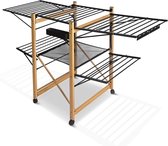 Bol.com Meisterhome® - Groot Droogrek Zwart - op wieltjes - inklapbaar – 30 meter droog lengte – Extra stevig en licht - Wasrek ... aanbieding