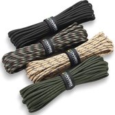 Klimtouw 4 pack 4 x 40 meter - Rotsklimmen - Wandelen - Kamperen - Nylon Survival Touw - 4 mm - STK - Ultieme Trekkracht - Eenvoudige Opslag