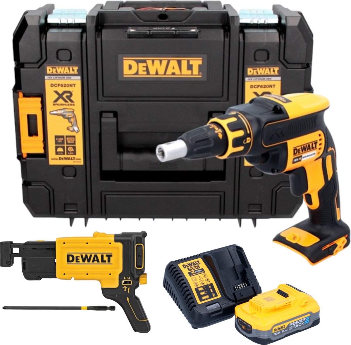 DeWalt DCF 620 H1T accu-droogbouwschroevendraaier 18 V 30 Nm borstelloos + 1x Powerstack accu 5.0 Ah + lader + TSTAK
