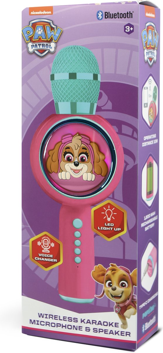 Paw Patrol Pawfect - draadloze karaoke microfoon - met speaker - stemopname
