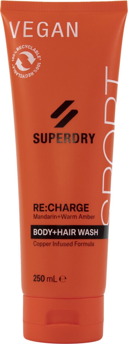 Goedkoopste Superdry Sport RE charge Body hair wash 250 Milliliter