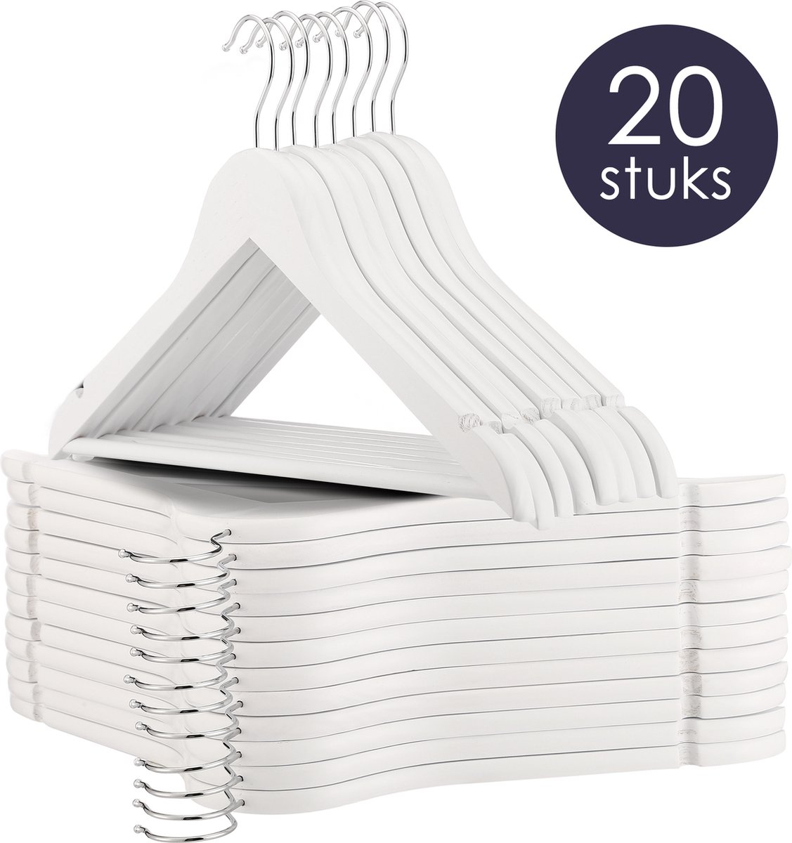 Campior Lot De 80 Cintres En Bois, Durables, Antidérapants