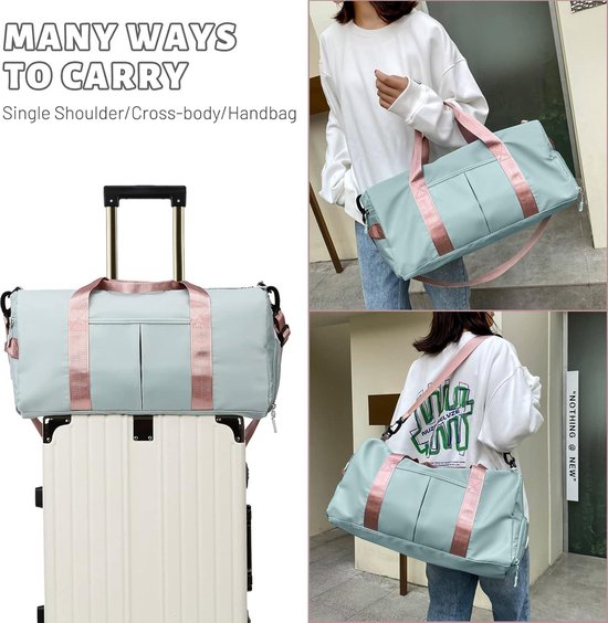 Bagsmart Sporttas voor Dames, lichte reistas met schoenenvak, weekender met vak voor natte kleding, workout-yoga draagtas, kameel, Medium