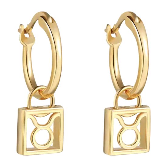 Zilveren Oorbellen - Oorbellen sterrenbeeld Stier | Gold color silver | 925 Sterling Zilver - Direct uit voorraad - Met 925 Zilver Certificaat - In Leuke cadeauverpakking - Tip voor Moederdag