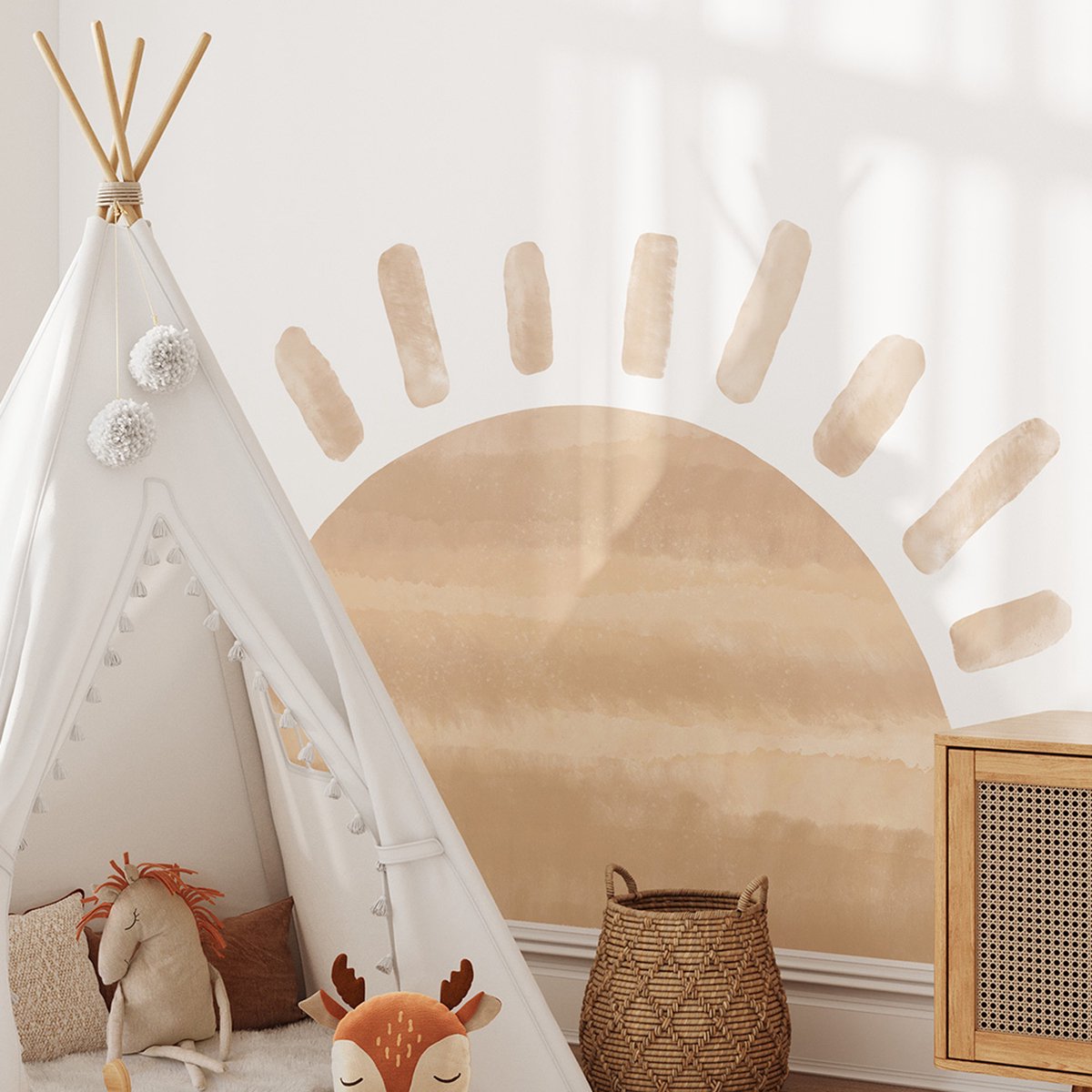 Muursticker Sun - Beige Beige
