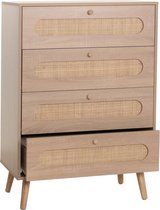 Ladekast MCW-M38, kast dressoir highboard, Kubu rotan hout, 101x71x42cm eiken-look