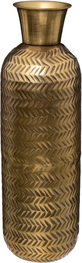 Atmosphera Bloemenvaas Antique Dorado - goud - bewerkt metaal - D15 x H45 cm - flessenhals model - Design vaas