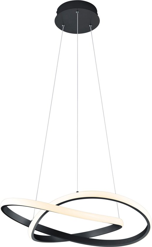 LED Hanglamp - Torna Source - 27.5W - Warm Wit 3000K - Dimbaar - Rond - Mat Zwart - Metaal