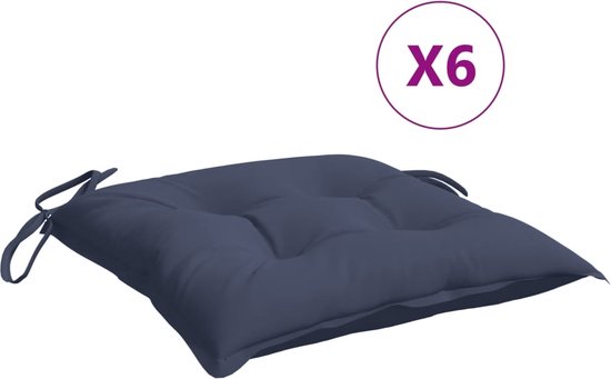 vidaXL-Stoelkussens-6-st-40x40x7-cm-oxford-stof-marineblauw