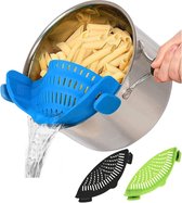Siliconen zeef, universeel groot pastazeefopzetstuk voor het opsteken van pot, pan en kom, praktische afgiethulp voor pasta, groenten en fruit, vaatwasmachinebestendig, hoogwaardig, geurloos en BPA-vrij
