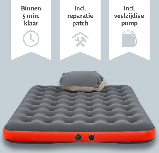Bestway luchtbed - 2-Persoons - 152 x 203 x 22 cm - Grijs/Oranje - Inclusief Hoeslaken - Kussen - Kussenbeschermer - Pomp en Reparatieset van Bestway — afbeelding 5