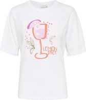 Kaffe T-shirt Kamira T Shirt 10508592 Optical White/drink Dames Maat - L