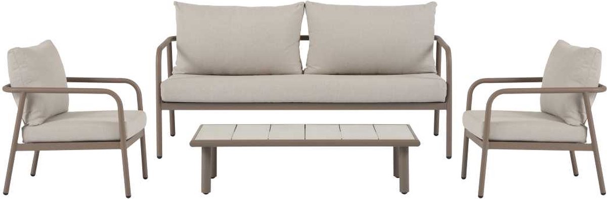 Olga bankstel 4 delen met kussen okkernoot,naturel,beige.