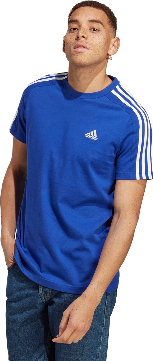 adidas Sportswear Essentials Single Jersey 3-Stripes T-shirt Heren Blauw