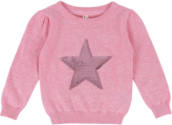 Paillettentrui voor meisjes, ster, roze trui