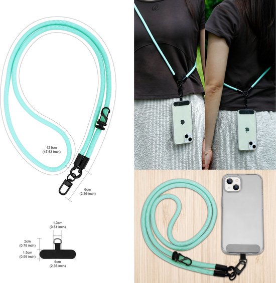 Chaîne de téléphone portable Cadorabo adaptée au Samsung Galaxy M52 5G en TURQUOISE avec cordon de sangle réglable à accrocher autour du cou