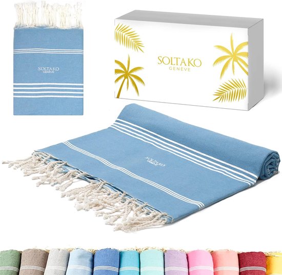 Grande serviette de plage 300 x 200 cm en 100 % coton, couverture de plage pour sauna familial, serviette de bain, chaise de plage XXL sans sable, serviette de hammam, emballée en cadeau.