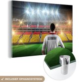 MuchoWow® Glasschilderij 180x120 cm - Schilderij acrylglas - Duitse vlag in het stadion - Foto op glas - Schilderijen