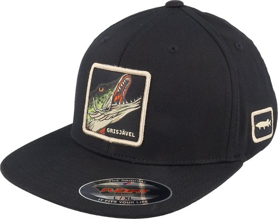 Hatstore- Grisjävel Flat Brim Black Fitted Flexfit - Skillfish Cap