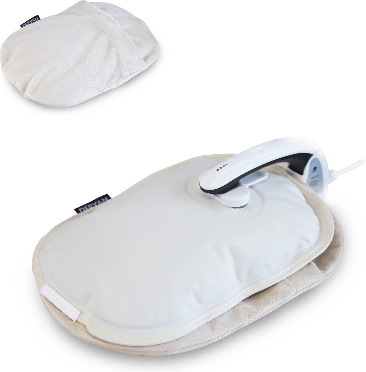 Goedkoopste Deryan Luxe elektrische warmwater babykruik - warmtekruik - warmwaterkruik - inclusief witte kruikenzak - baby warmtekussen - creme