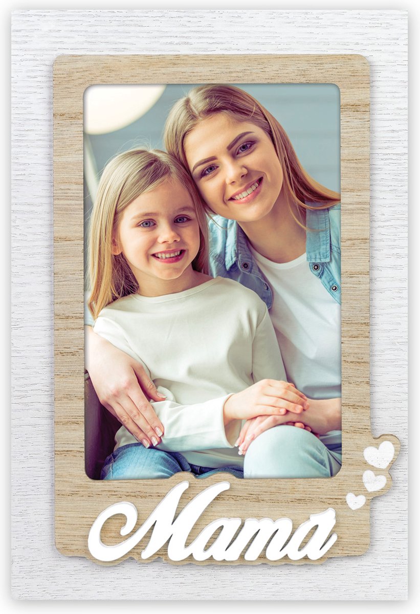Zep Houten Fotolijst met tekst Mama / Sandra ES Bruin voor foto 10x15 - FZ6246