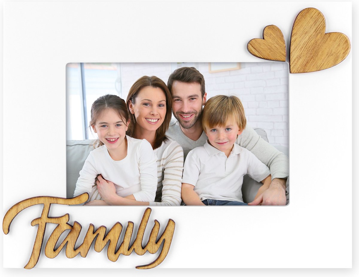 Zep Houten Fotolijst met tekst Family Wit voor foto 10x15 - FE9946