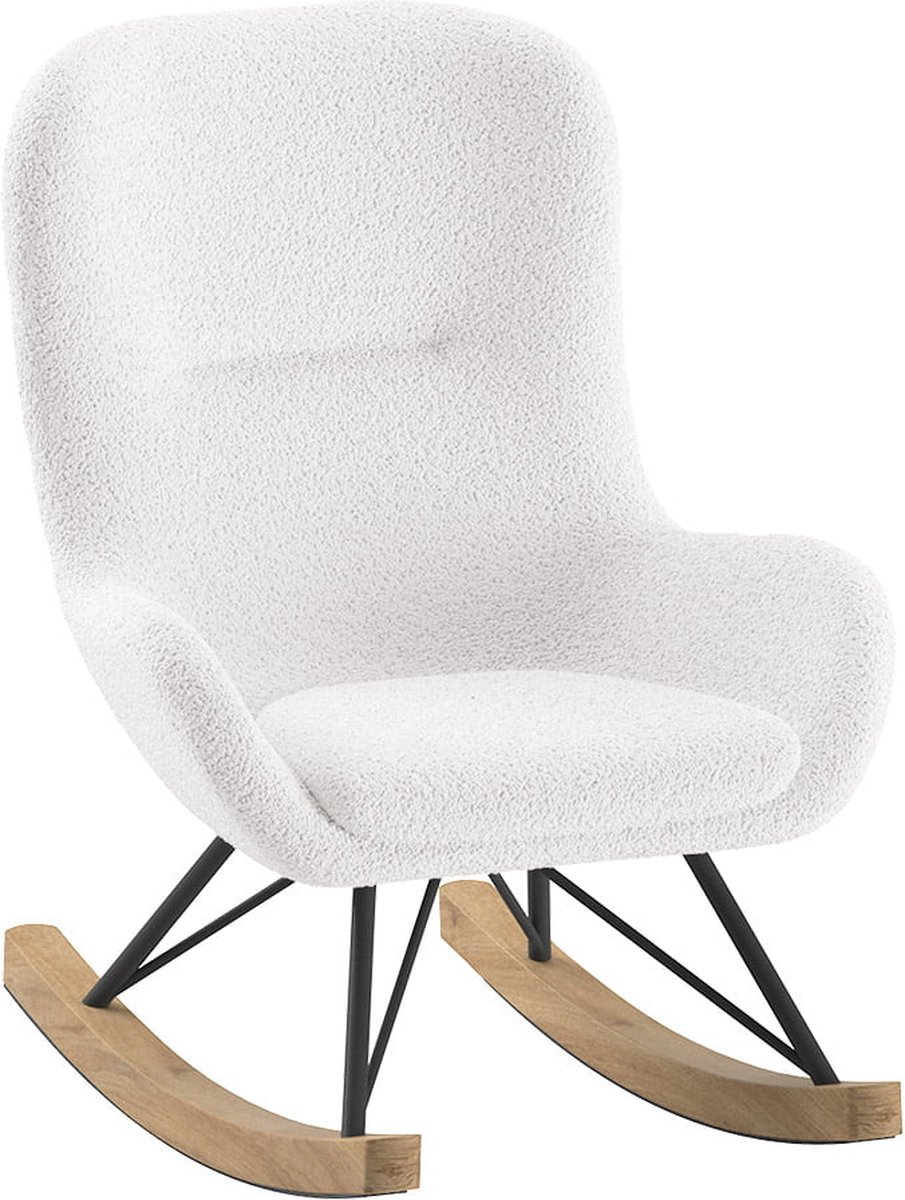 Schommelstoel Jula Wit - Bouclé