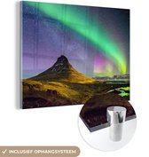 MuchoWow® Glasschilderij 120x90 cm - Schilderij acrylglas - Aurora - Noorderlicht - Nacht - Foto op glas - Schilderijen