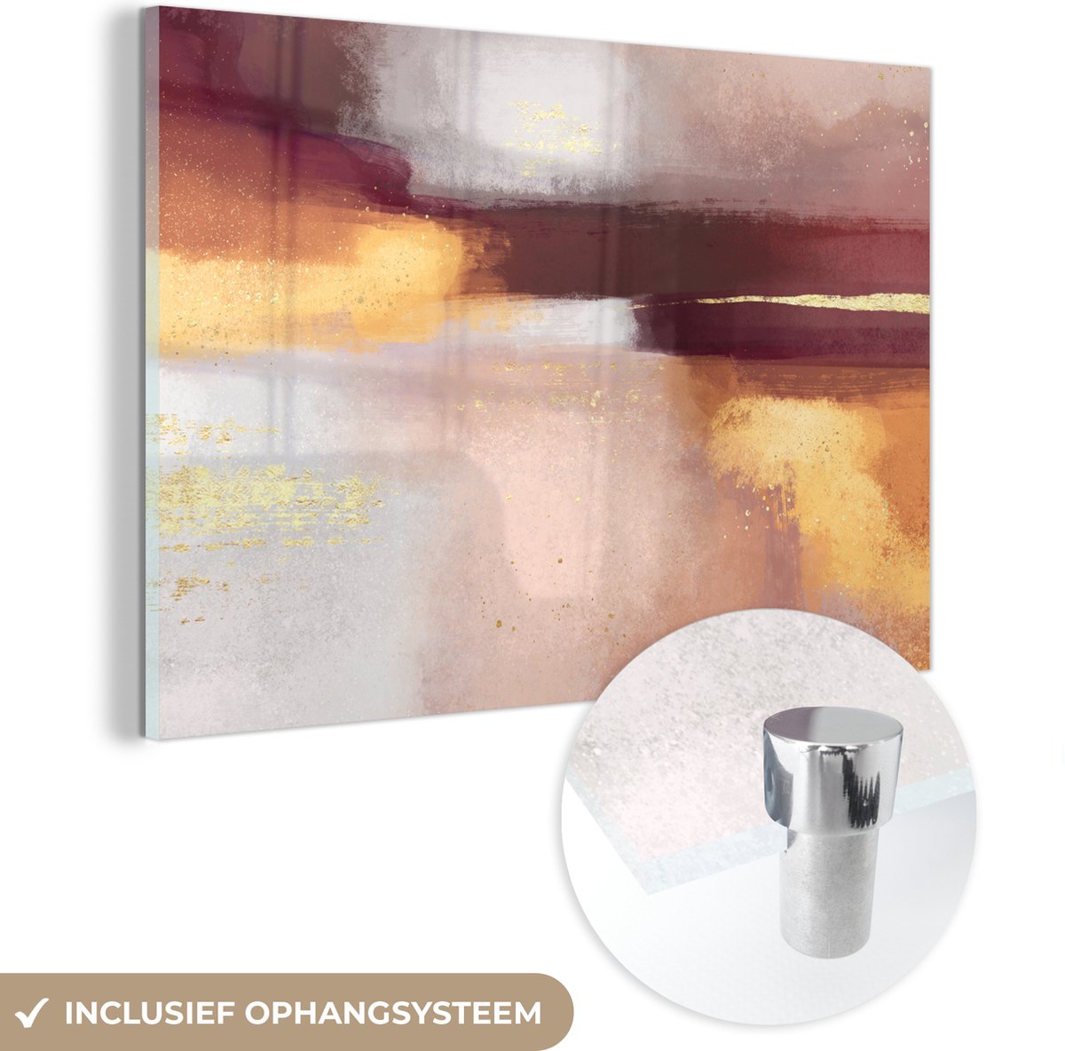 MuchoWow® Glasschilderij 30x20 cm - Schilderij acrylglas - Verf - Abstract - Pastel - Foto