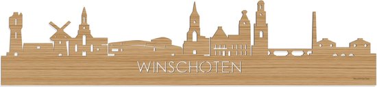 Skyline Winschoten Bamboe hout - 80 cm - Woondecoratie - Wanddecoratie - Meer steden beschikbaar - Woonkamer idee - City Art - Steden kunst - Cadeau voor hem - Cadeau voor haar - Jubileum - Trouwerij - WoodWideCities