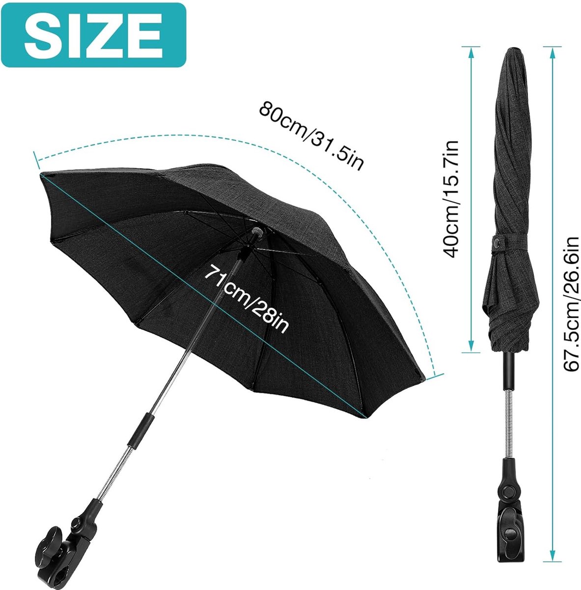 Outdoor-babyparasol Met UV-bescherming, Strand Kwasten En Franjes Voor Kinderwagen En Kinderwagenstandaard